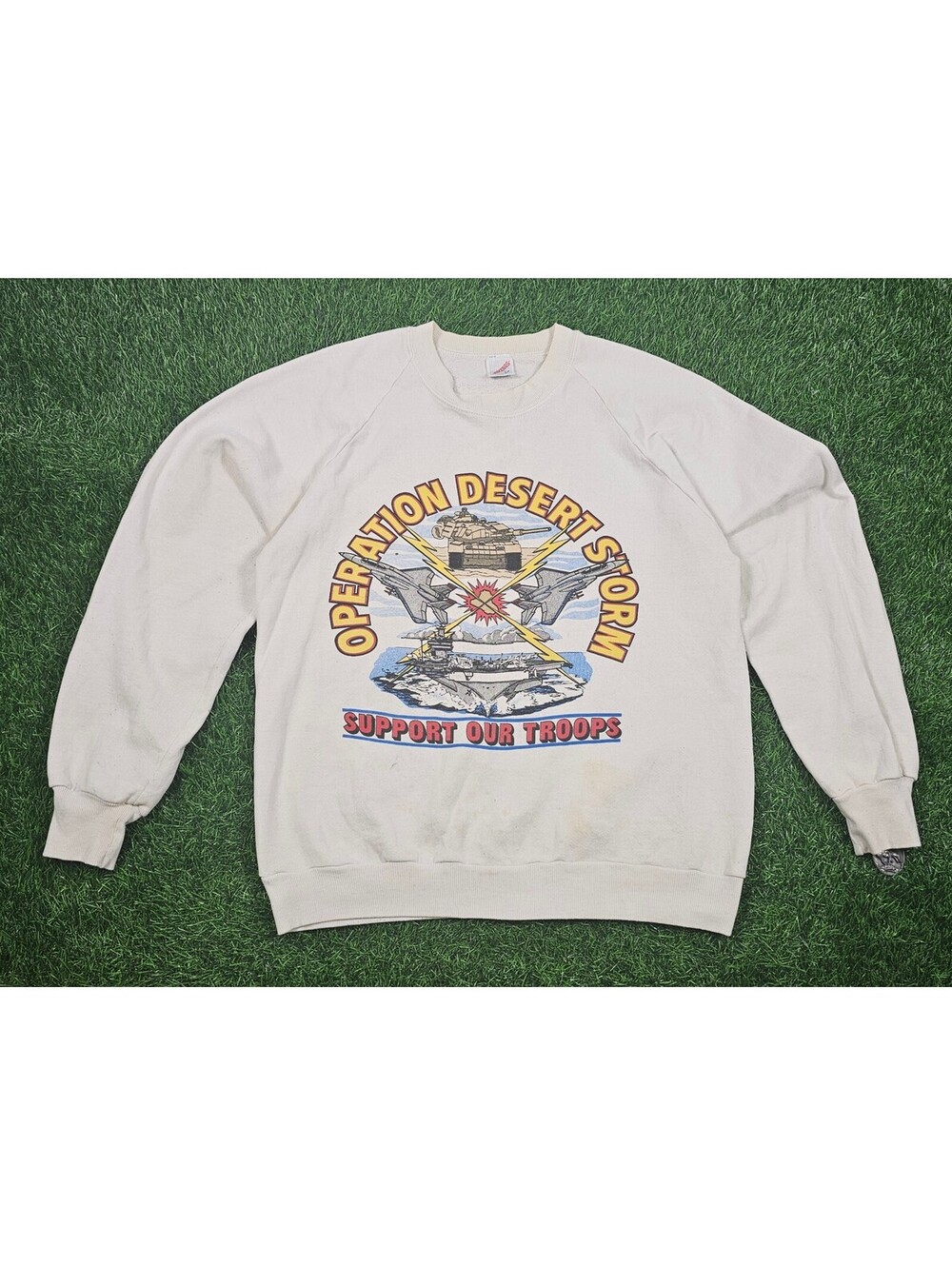Vintage Jerzees Operation Desert Storm Support Our Troops Sweatshirt Size Medium